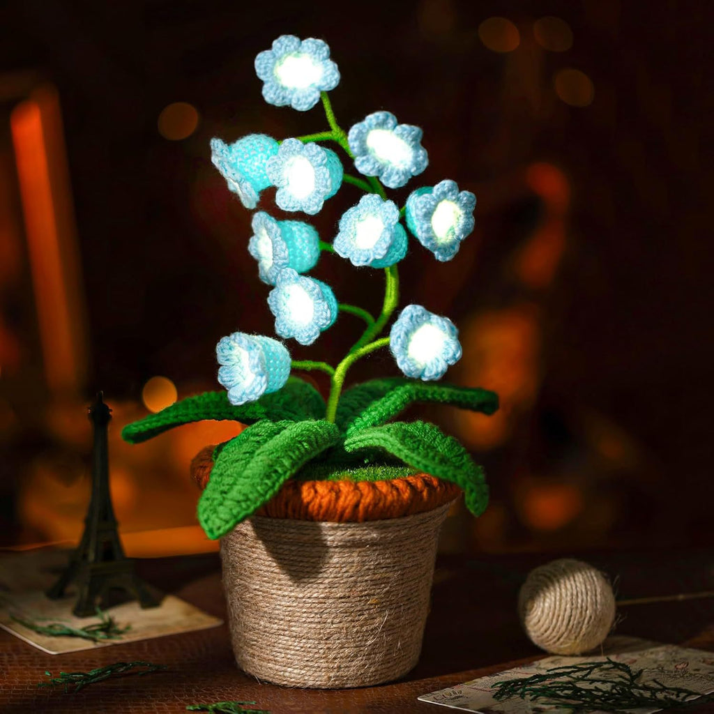 Handmade Crochet Lily Night Light with Adjustable Brightness